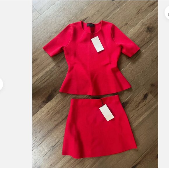 ZARA BASIC KNIT PEPLUM TOP AND PLAIN KNIT MINI SKIRT 2 PIECES SET NWT - Picture 9 of 11